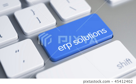 ERP Solutions - Inscription on Blue Keyboard Key. 3D. ERP Solutions - Inscription on Blue Keyboard Key. 3D. 45412402