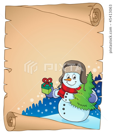 Christmas snowman subject parchment 3 - Stock Illustration [45413063 ...