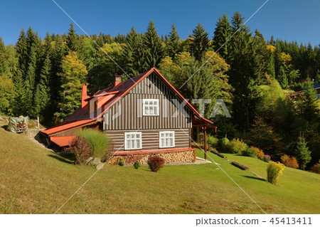 Traditional wooden cottage in Czech republic 45413411