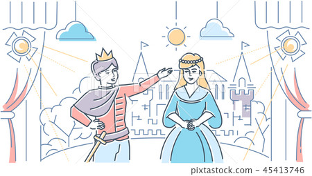 Theatre school - modern line design style web banner 45413746