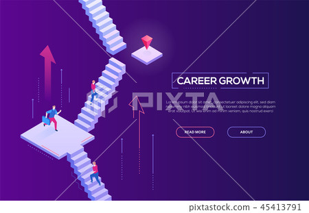Career growth - modern isometric vector web banner Career growth - modern isometric vector web banner 45413791