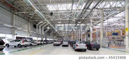 new car is at factory. Warehouse of cars. Modern car Assembly at factory new car is at factory. Warehouse of cars. Modern car Assembly at factory 45415906
