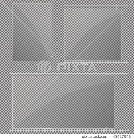 Glass plates are installed. Vector glass banners on a transparent background. Glass. Glass paintings Glass plates are installed. Vector glass banners on a transparent background. Glass. Glass paintings 45417946