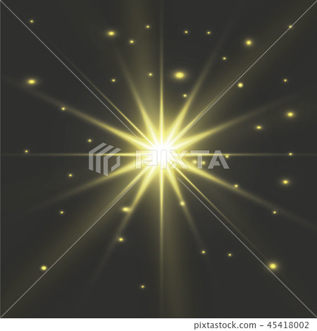 Glow light effect. Star burst with sparkles. Golden glowing lights Glow light effect. Star burst with sparkles. Golden glowing lights 45418002