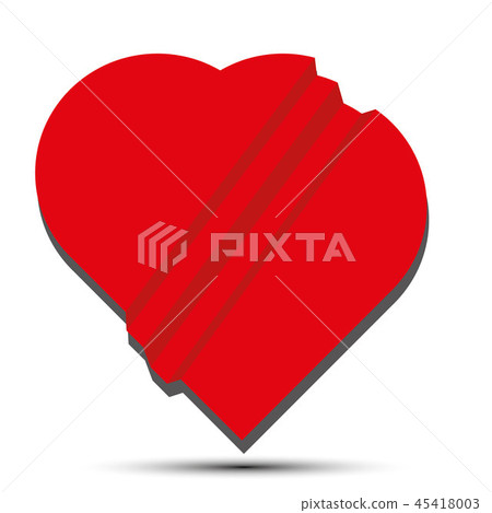 drawing with a graphic brush. ribbon heart. vector illustration, value, feelings sign 45418003