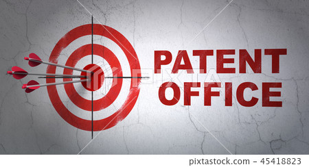 Law concept: target and Patent Office on wall background Law concept: target and Patent Office on wall background 45418823