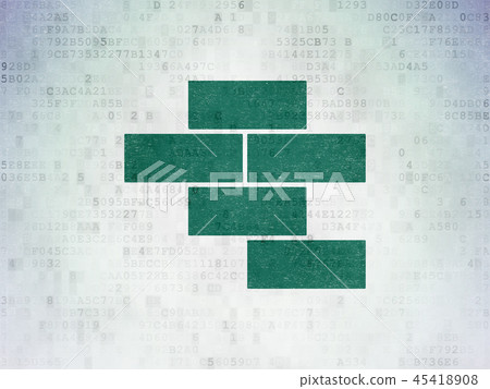 Building construction concept: Bricks on Digital Data Paper background 45418908