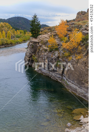 Scenic Gros Ventre River in Autumn in Wyoming Scenic Gros Ventre River in Autumn in Wyoming 45419282