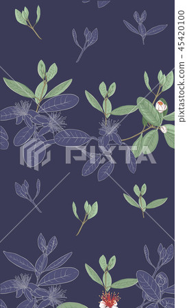 Pattern, background with with feijoa flowers Pattern, background with with feijoa flowers 45420100