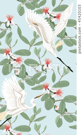 Pattern, background with with feijoa flowers Pattern, background with with feijoa flowers 45420103