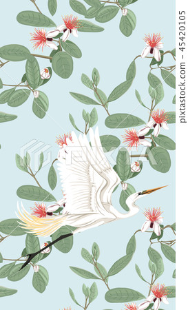 Pattern, background with with feijoa flowers 45420105