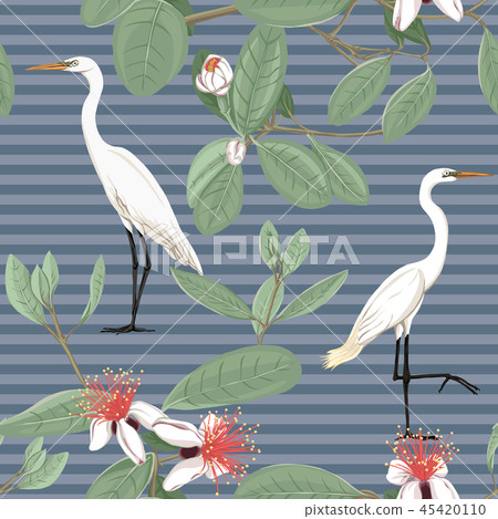 Seamless pattern, background. with tropical plants 45420110