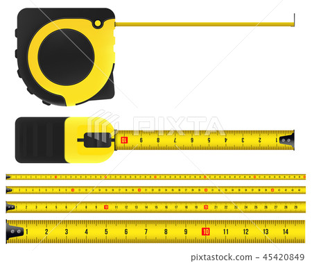 Creative vector illustration of tape measure, measuring tool, ruler, meter isolated on transparent 45420849