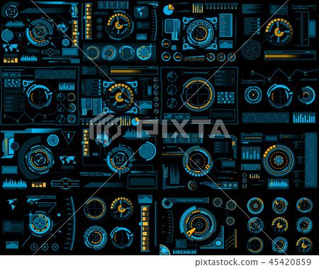 Creative vector illustration of HUD interface elements set, infographics Sci Fi isolated on 45420859