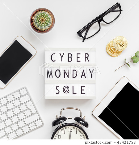 Cyber Monday sale text on white lightbox 45421758