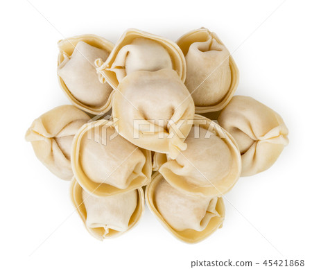 A bunch of dumplings on a white. The view from the A bunch of dumplings on a white. The view from the 45421868