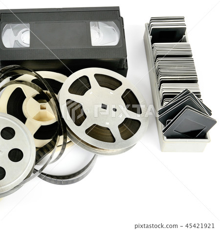 Old photo and video equipment isolated on white 45421921