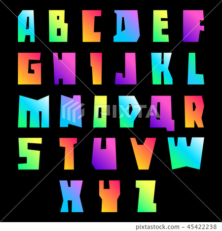 New font cut vibrant letters uppercase vector 45422238