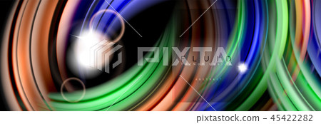 Background abstract design, flowing mixing liquid color waves on black 45422282