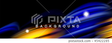 Background abstract design, flowing mixing liquid color waves on black 45422285