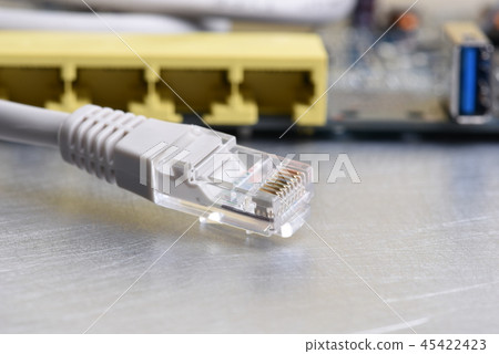 Internet router with network patch cord Internet router with network patch cord 45422423