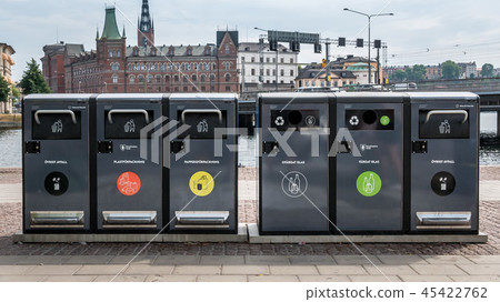 Trash containers in center of Stockholm 45422762