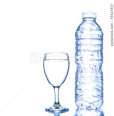 blue water glass and bottles isolated blue water glass and bottles isolated 45423437