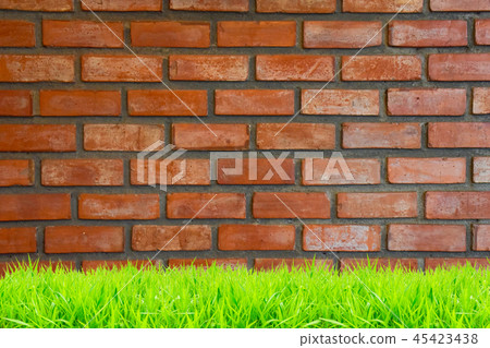 brown and red brick walls with green grass brown and red brick walls with green grass 45423438