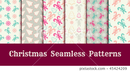 Christmas Seamless Patterns Collection with Candy Canes and Cookies 45424209