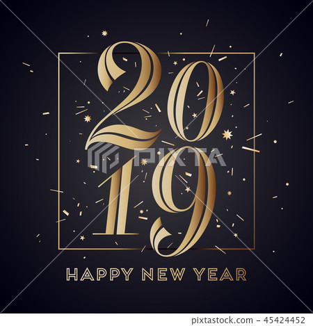 2019. Happy New Year. Greeting card with inscription Happy New Year 2019. Happy New Year. Greeting card with inscription Happy New Year 45424452