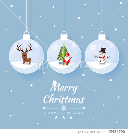 Merry christmas glass ball with element collection Merry christmas glass ball with element collection 45424790