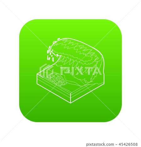 Tsunami wave icon green vector Tsunami wave icon green vector 45426508