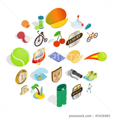 Tennis championship icons set, isometric style Tennis championship icons set, isometric style 45426965