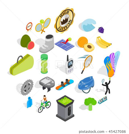 Preparation for championship icons set, isometric style 45427086