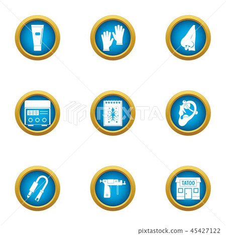 Street tattoo icons set, flat style Street tattoo icons set, flat style 45427122