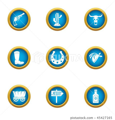 Border mexico icons set, flat style 45427165
