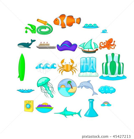 Backwash icons set, cartoon style Backwash icons set, cartoon style 45427213