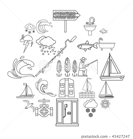 Water bewitched icons set, outline style 45427247