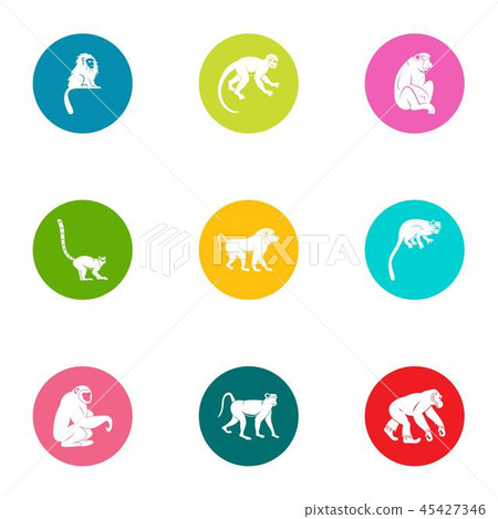 Guenon icons set, flat style Guenon icons set, flat style 45427346