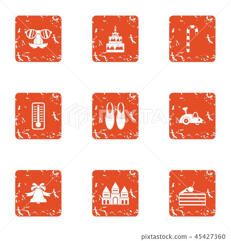 Cream sugar icons set, grunge style 45427360