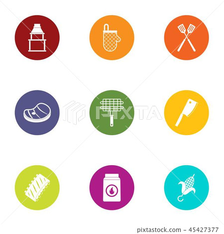 Grill grid icons set, flat style 45427377