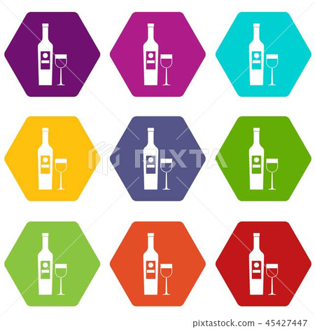 Wine icons set 9 vector 45427447