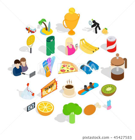 Energetic icons set, isometric style 45427583
