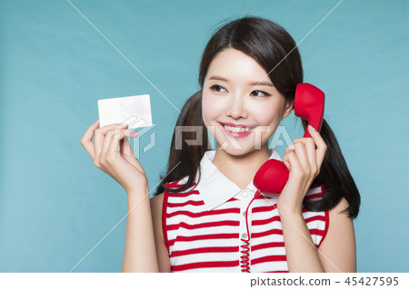 beautiful young woman shopping, sale concept photo. attractive young woman isolated. 083 45427595