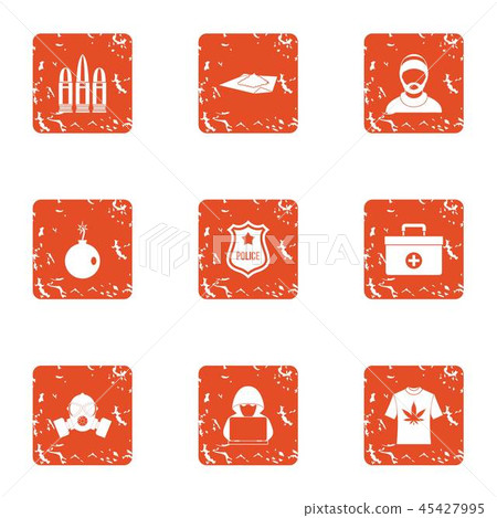 Constabulary icons set, grunge style Constabulary icons set, grunge style 45427995