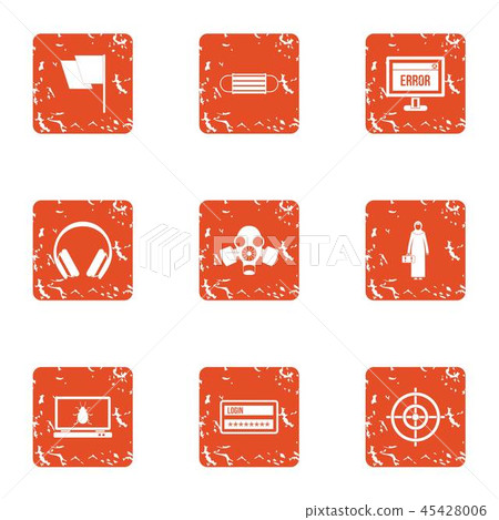 Computer error icons set, grunge style Computer error icons set, grunge style 45428006