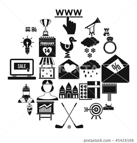 Standard icons set, simple style Standard icons set, simple style 45428108