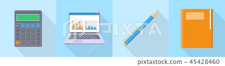 Accounting icon set, flat style 45428460