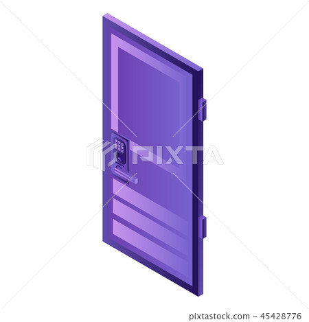 Smart lock door icon, isometric style Smart lock door icon, isometric style 45428776