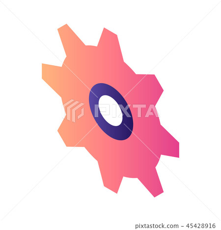 Red cogwheel icon, isometric style Red cogwheel icon, isometric style 45428916